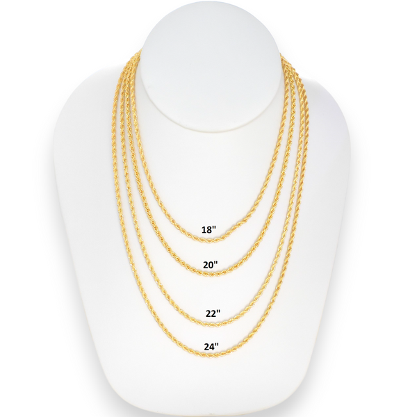 Rope Chain Necklace Gold Plated Twisted Chain 2mm 18