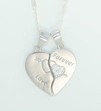Love Forever Pendant, 925 Silver Couple Heart Pendant, Amar Split Heart Pendant