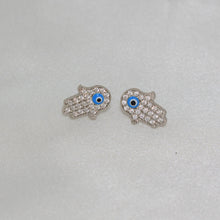 Hamsa Hand Studs Red Blue Eye Sterling Silver Earrings Dainty Protection Studs
