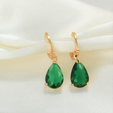 Multi Color Birthstone Dangle Drop Huggies - Gold Plated Sparkling Earrings Perfect Anniversary Gift