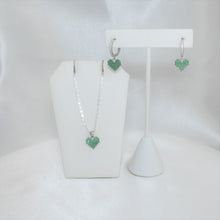 Sterling Silver Multi Color Stone Heart Necklace and Earring Jewelry Set