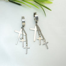 Dangle Cross Earrings, Dagger Sword Huggies Hoop Earrings for Men and Women, Dagger Drop Jewelry, Cross Stainless Steel Huggies ,Gift