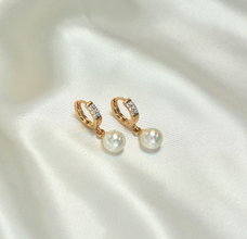 Pearl Drop Earrings, Gold Filled Pearl Earrings, Pearl Huggie Hoops, For Women