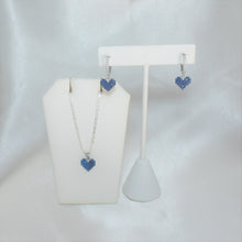 Sterling Silver Multi Color Stone Heart Necklace and Earring Jewelry Set