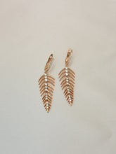 Bridal Dangly Leaf Earrings, 18KCZ Gold Plated Dangle Drop Earrings For women