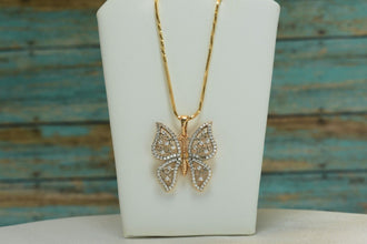 Butterfly Pendant Necklace - 14K Gold Plated Mariposa Charm Necklace - Gift for Daughter