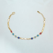 Multi Color Evil Eye Gold Plated Protection Bracelet, 7.5 inch - For Her