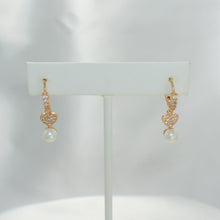 Pearl Drop Huggie Earrings Gold Plated CZ Drop Hoops Bridal Hoops Gift For her