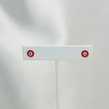 Red Blue Evil Eye studs Sterling Silver Round Protection Earrings Gift For her