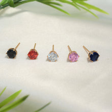 Multi Color Birthstone Studs - Gold Plated Dainty Minimalist Stackable Earrings for her