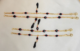 Azabache Bracelet with Figa Hand Charm - Gold Plated Protection Bracelet- Pulsera De Azabache Para Bebe, Nino, Nina Y Adulto