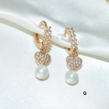 Pearl Drop Huggie Earrings Gold Plated CZ Drop Hoops Bridal Hoops Gift For her