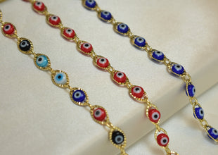Multi Color Evil Eye Bracelet - Gold Plated Everyday Layering Trending Bracelet for her
