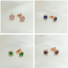 Colorful Flower Studs Gold Plated Birthstone Earrings Minimalist Studs Gift