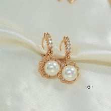 Pearl Drop Huggie Earrings Gold Plated CZ Drop Hoops Bridal Hoops Gift For her