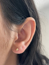 14K Solid Yellow Gold Semi Ball Earrings, Dainty Screw Back Studs For Her( 3mm-5mm )