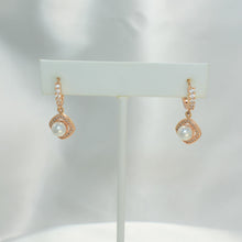 Pearl Drop Huggie Earrings Gold Plated CZ Drop Hoops Bridal Hoops Gift For her