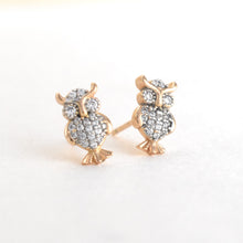 Gold plated OWL Stud Earrings, Animal Earrings, Animal Studs