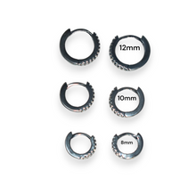 Gold Dainty Huggies Hoops - Single Paved Minimalist Small Gold Plated and Black Earrings for her