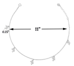 Charming Owl, Dolphin, Turtle, Heart, Infinity 925 Silver Anklet, Animal Jewelry