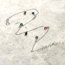 Tear Drop Silver Anklet, 925 Plata Tobillera, Multicolor CZ Drop Anklet,Gift-10