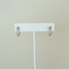 Micro Pave Huggies 14K Gold Plated Heart Earrings Round CZ Hoops Gift For her