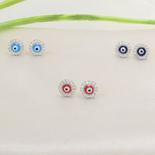 Evil Eye Stud Earrings 925 Sterling Silver Ojo Protection Studs Gift For Her