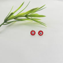 Red Blue Evil Eye studs Sterling Silver Round Protection Earrings Gift For her