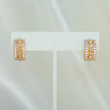 Huggie Earrings, CZ Baguette Gold Plated Earrings,Greek Key Huggies Gift For Her