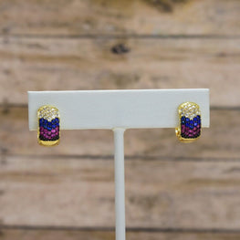 Multi Color Gold Plated Huggies Hoops - Small Everyday Earrings Gift for Women, Daughter, Wife