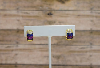 Multi Color Gold Plated Huggies Hoops - Small Everyday Earrings Gift for Women, Daughter, Wife