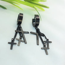 Cross Stainless Steel Hoop Earrings for Men/Women Dangle Drop Earrings
