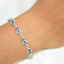 Blue Evil Eye Bracelet, Charm Bracelet, Protection Ojo Pulsera Gift for her-7.5