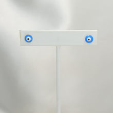 Red Blue Evil Eye studs Sterling Silver Round Protection Earrings Gift For her