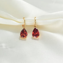 Multi Color Birthstone Dangle Drop Huggies - Gold Plated Sparkling Earrings Perfect Anniversary Gift