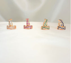 Infinity, Baguette Round Huggies, Gold Plated Huggies, Dainty Circle Hoops, CZ Bow Ribbon Huggies, Double Huggies, Colorful Small Huggies