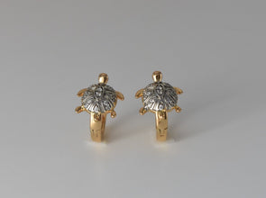 Sea Turtle Huggies - Gold Plated Dainty Small Earrings for Everyday Stacking - Gift for Daughter