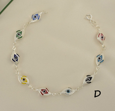 Multicolor EvilEye Bracelet 925 Sterling Silver Protection Pulsera7.5