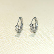 Star Silver Huggies, 925 Sterling Silver Earrings, CZ Star Earrings Gift For her