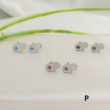 Evil Eye Stud Earrings 925 Sterling Silver Ojo Protection Studs Gift For Her