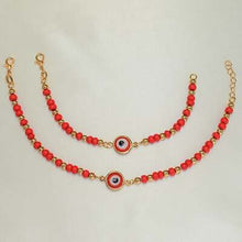 Red Evil Eye Beads Protection Bracelet for Mom and Baby - Gold Plated Bracelet for her