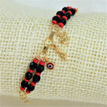 Red Black Beads Bracelet Azabache Figa Hand Bracelet Size - 7.5