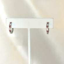 Heart Huggies,925 Silver Earrings, Multi Color Heart CZ Huggie Hoop Earrings, Gift for her