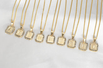 A-Z Initial Pendant Gold Plated Inital with Curb Chains Pendant Necklaces, PaperClip Layering Necklaces
