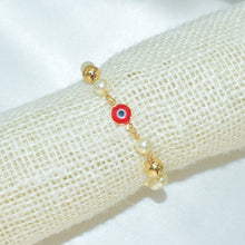 Evil Eye Pearl Protection Bracelet - Gold Plated Proteccion Pulsera 7.5'' - Gift for her