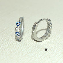 Evil Eye Huggies, CZ Star Diamond Huggies, 925 Silver Earrings , Gift For Her