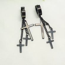 Dangle Cross Earrings, Dagger Sword Huggies Hoop Earrings for Men and Women, Dagger Drop Jewelry, Cross Stainless Steel Huggies ,Gift