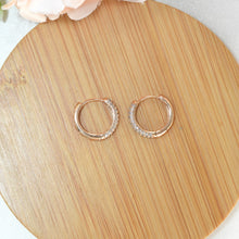 Micro Pave Huggies 14K Gold Plated Heart Earrings Round CZ Hoops Gift For her