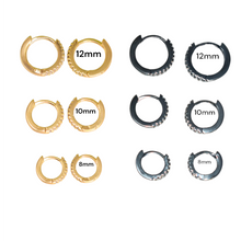 Gold Dainty Huggies Hoops - Single Paved Minimalist Small Gold Plated and Black Earrings for her