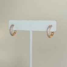 Micro Pave Huggies 14K Gold Plated Heart Earrings Round CZ Hoops Gift For her